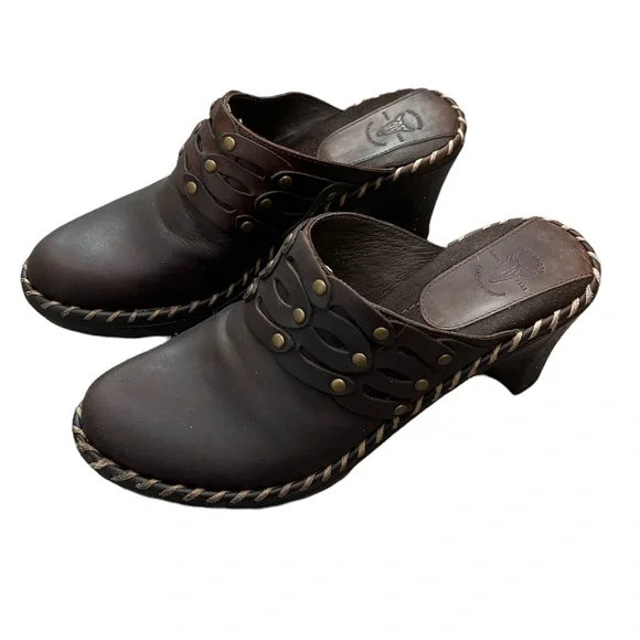 FRYE Mules Brown Leather Slip on Shoes Size 7 - Picture 3 of 11